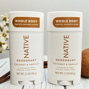 2x Native Whole Body Deodorant Coconut & Vanilla For Pits Privates & More 2.3 oz